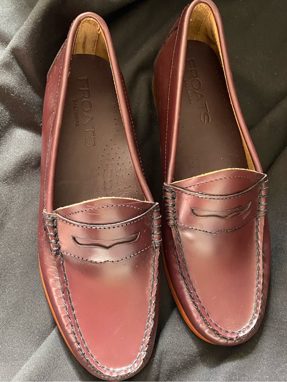 NWOB Froats Women's Burgundy Leather Penny Loafers